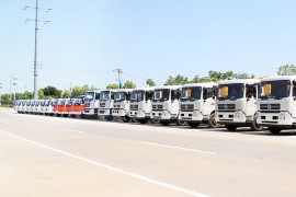 甘州某环卫公司来我公司定购6台东风天锦清洗吸污车